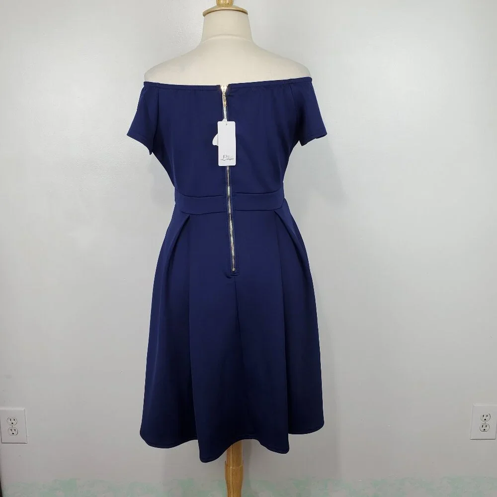 Lalagen Special Occasion Off-Shoulder 1950's Style Pleated Dress NEW NWT Size XL - Picture 8 of 13